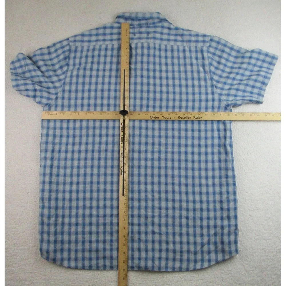 North Face Shirt Mens 2XL Blue White Plaid Short Sleeve Button Up Outdoor Hiking